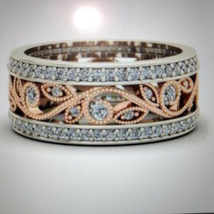 Rose gold plated 2 tone ring with CZ